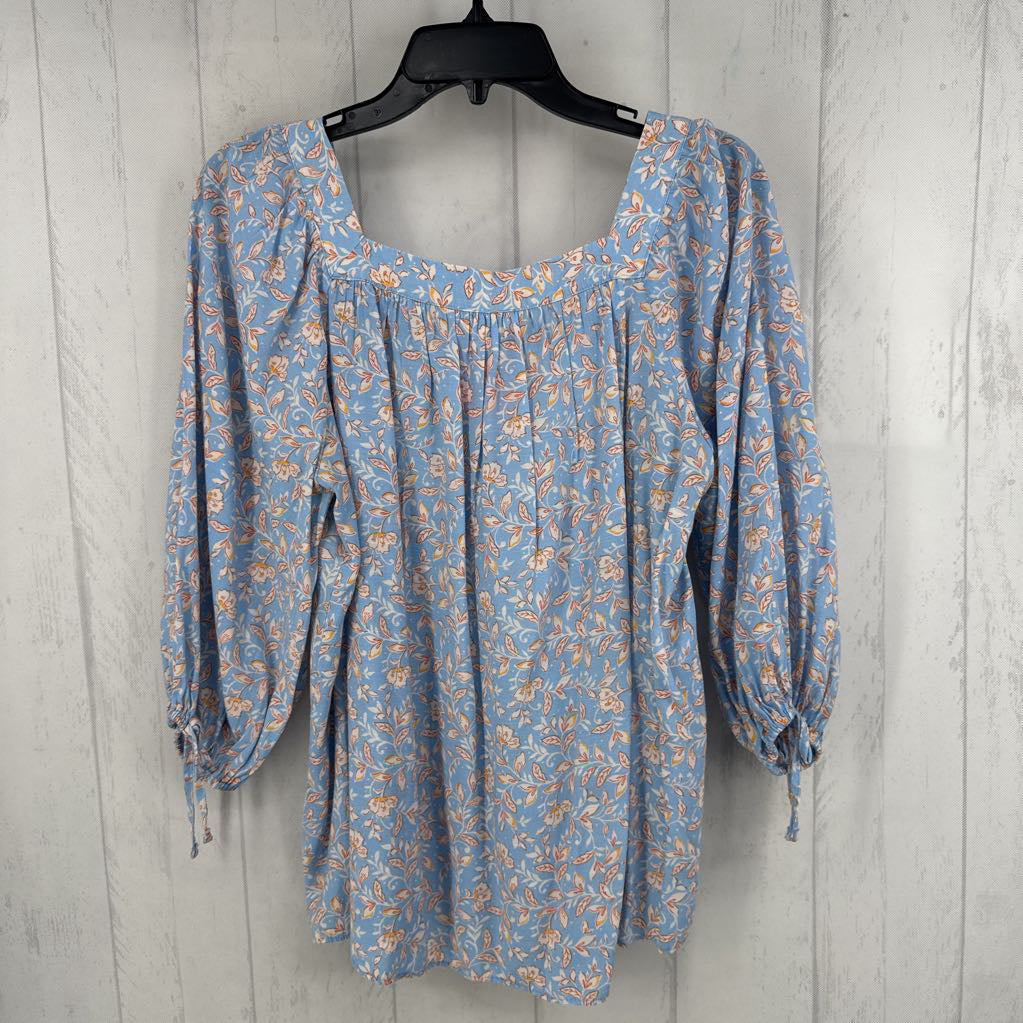 L floral off shoulder elbow slv top
