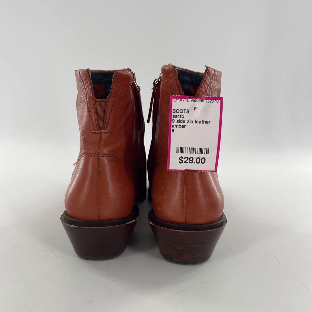 9 side zip leather ankle boots
