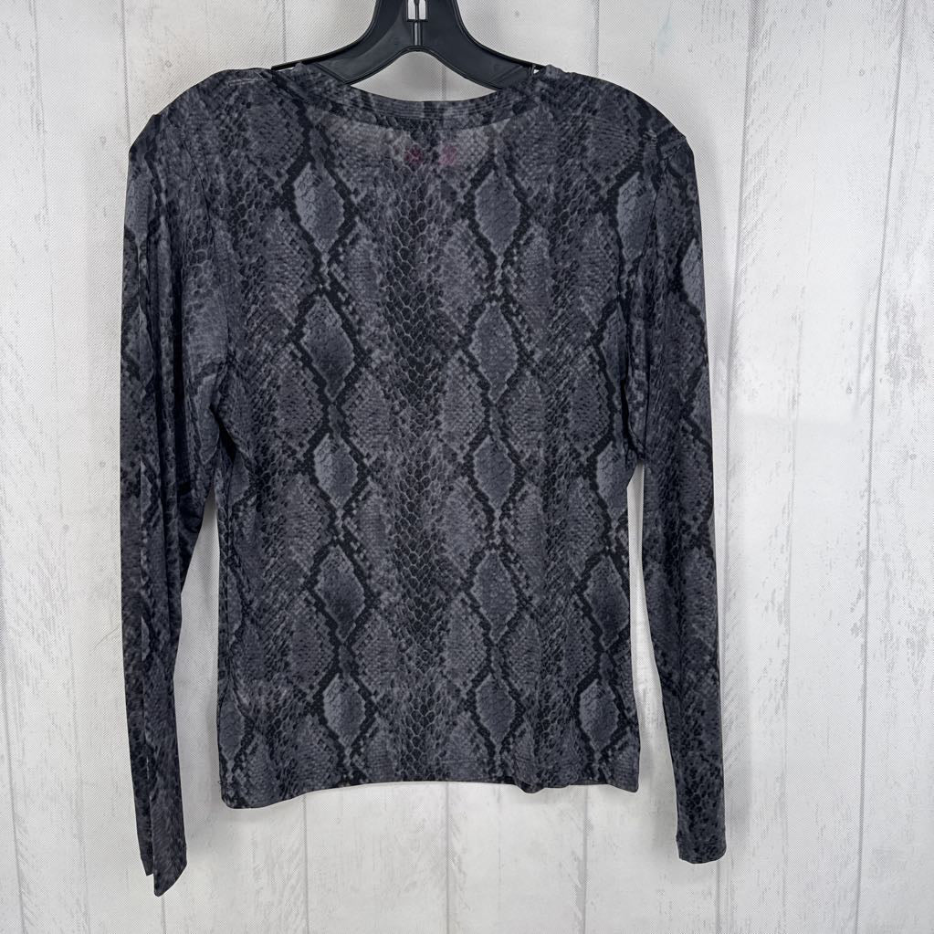 R34 M l/s snakeskin print sheer top