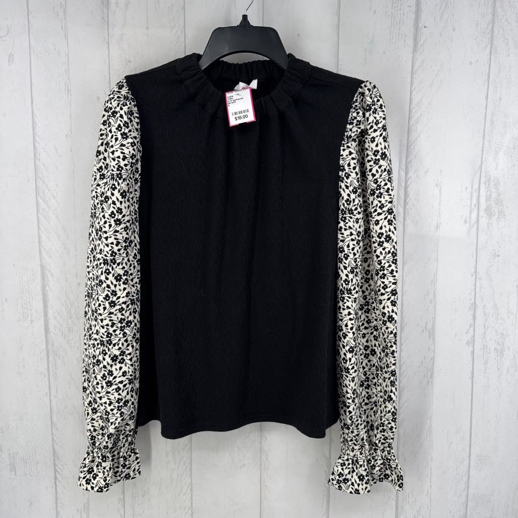 S l/s gathered neckline floral print slv top