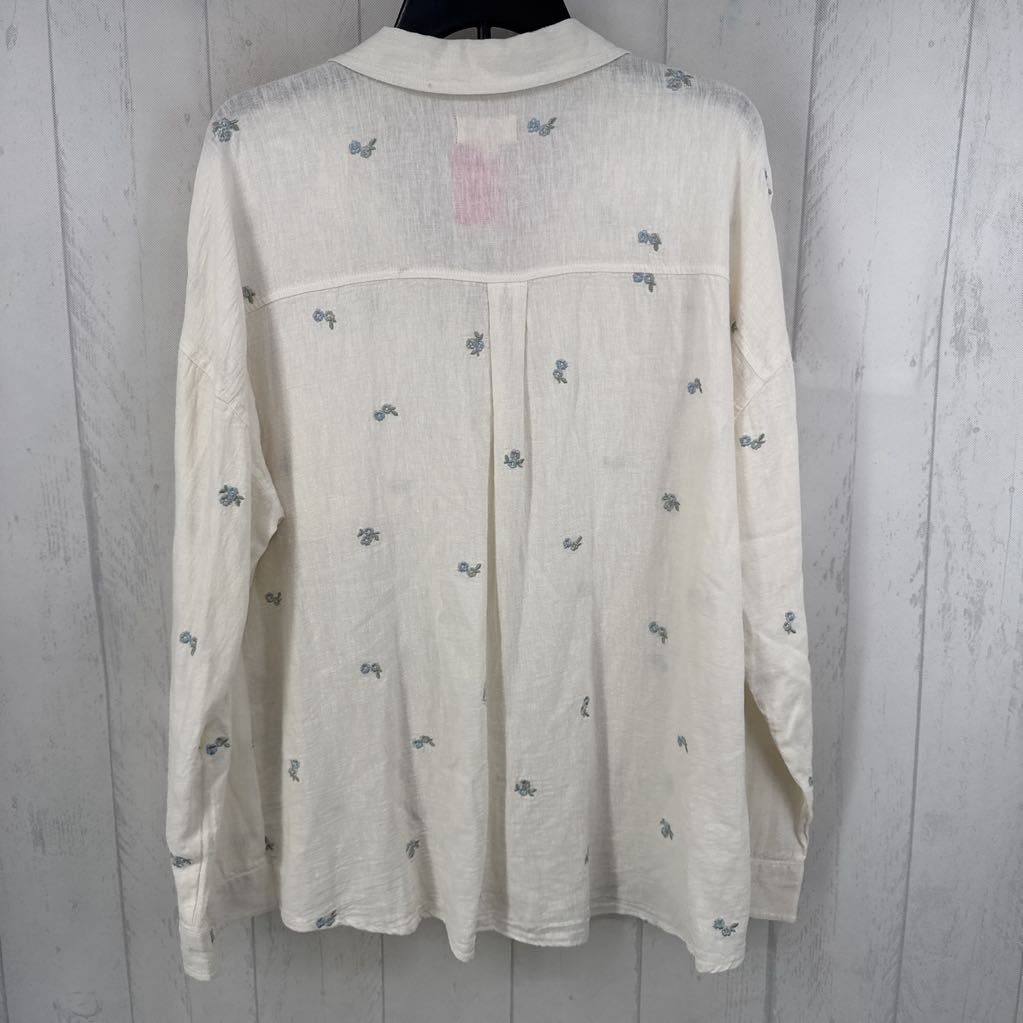 L l/s flower embroidered button shirt