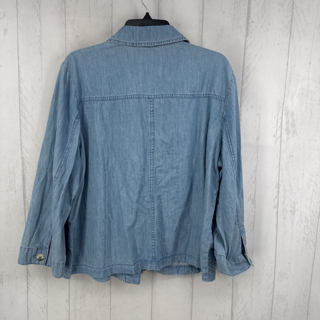 L 3/4 slv button embroiderd shirt