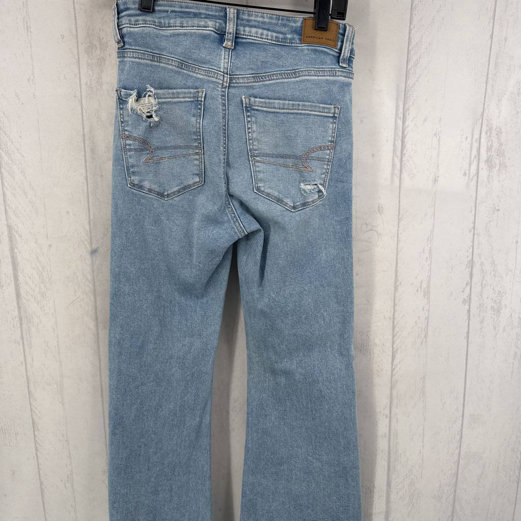 4 distressed flare jeans