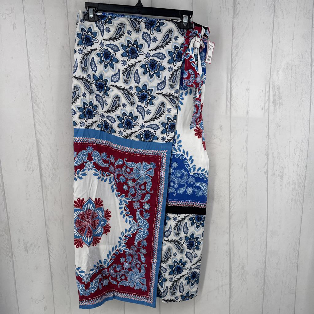 4 floral/paisley print wrap maxi skirt