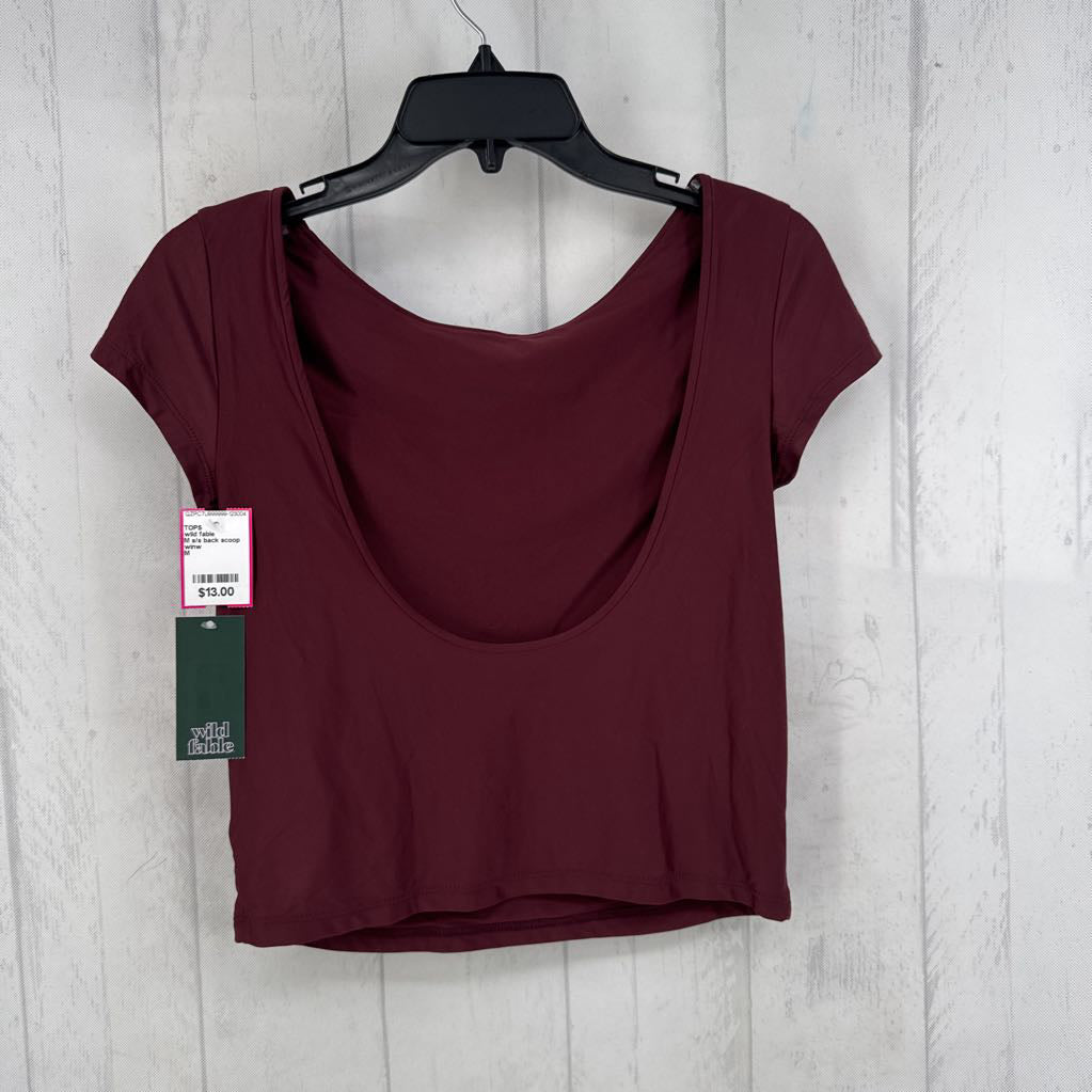 M s/s back scoop crop top