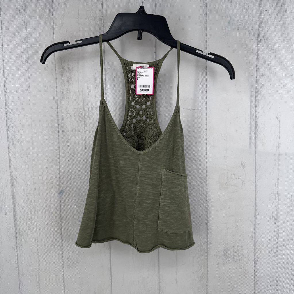 S crochet back detail crop pocket tank