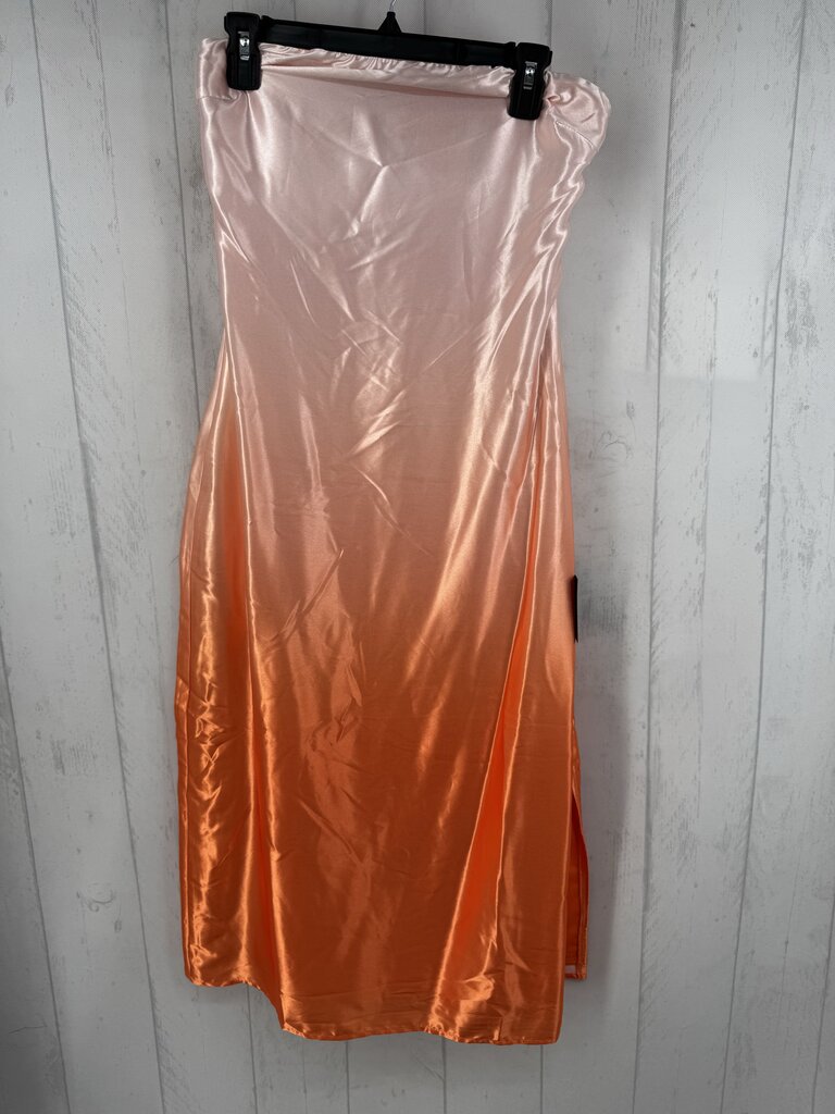 M silky satin ombre strapless dress