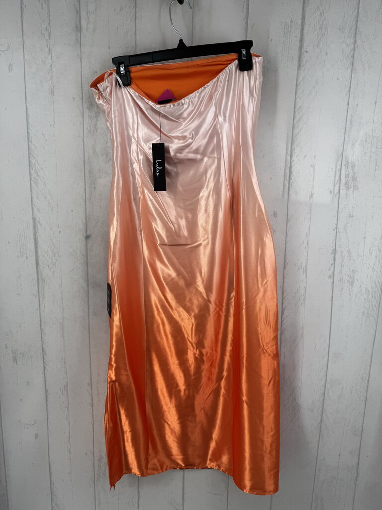 M silky satin ombre strapless dress