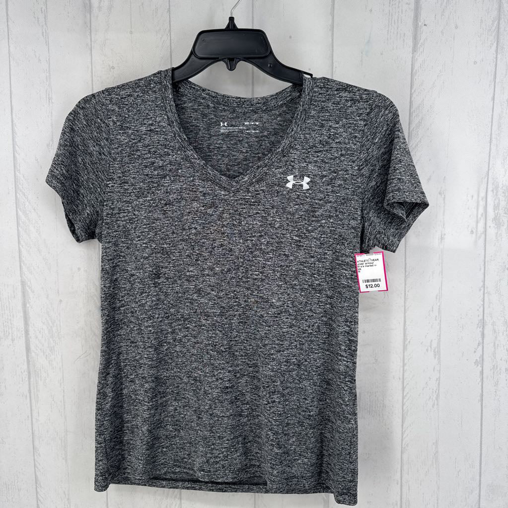 M s/s marled v-neck top
