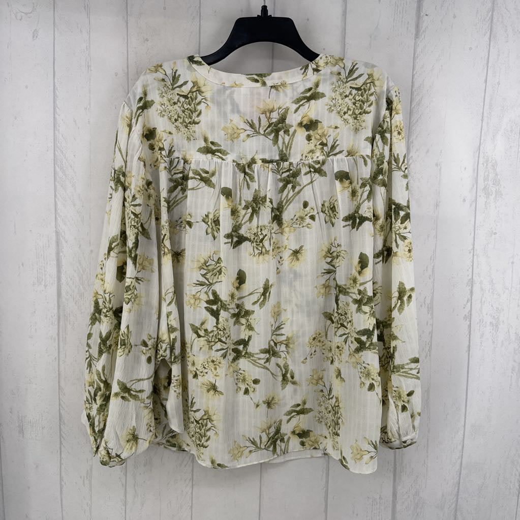 L flower print front button top