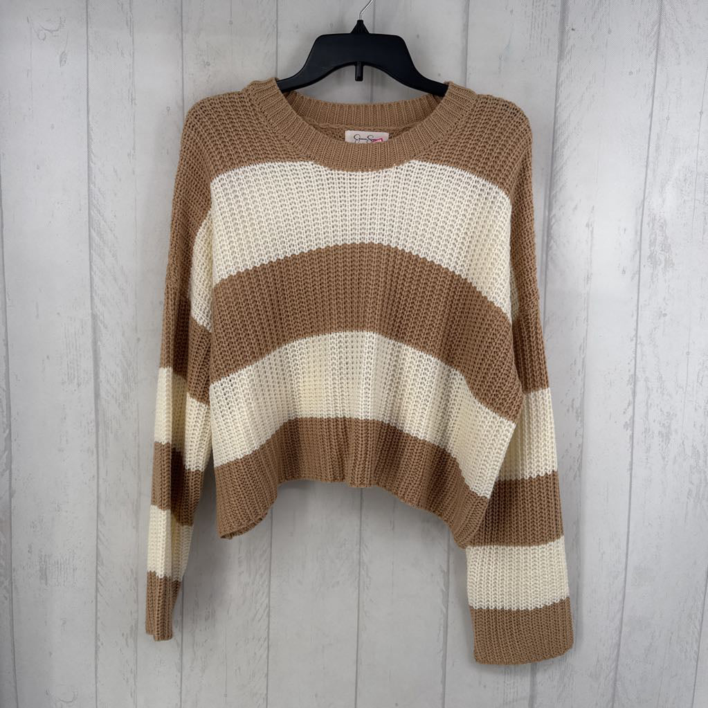 L l/s stripe crop sweater