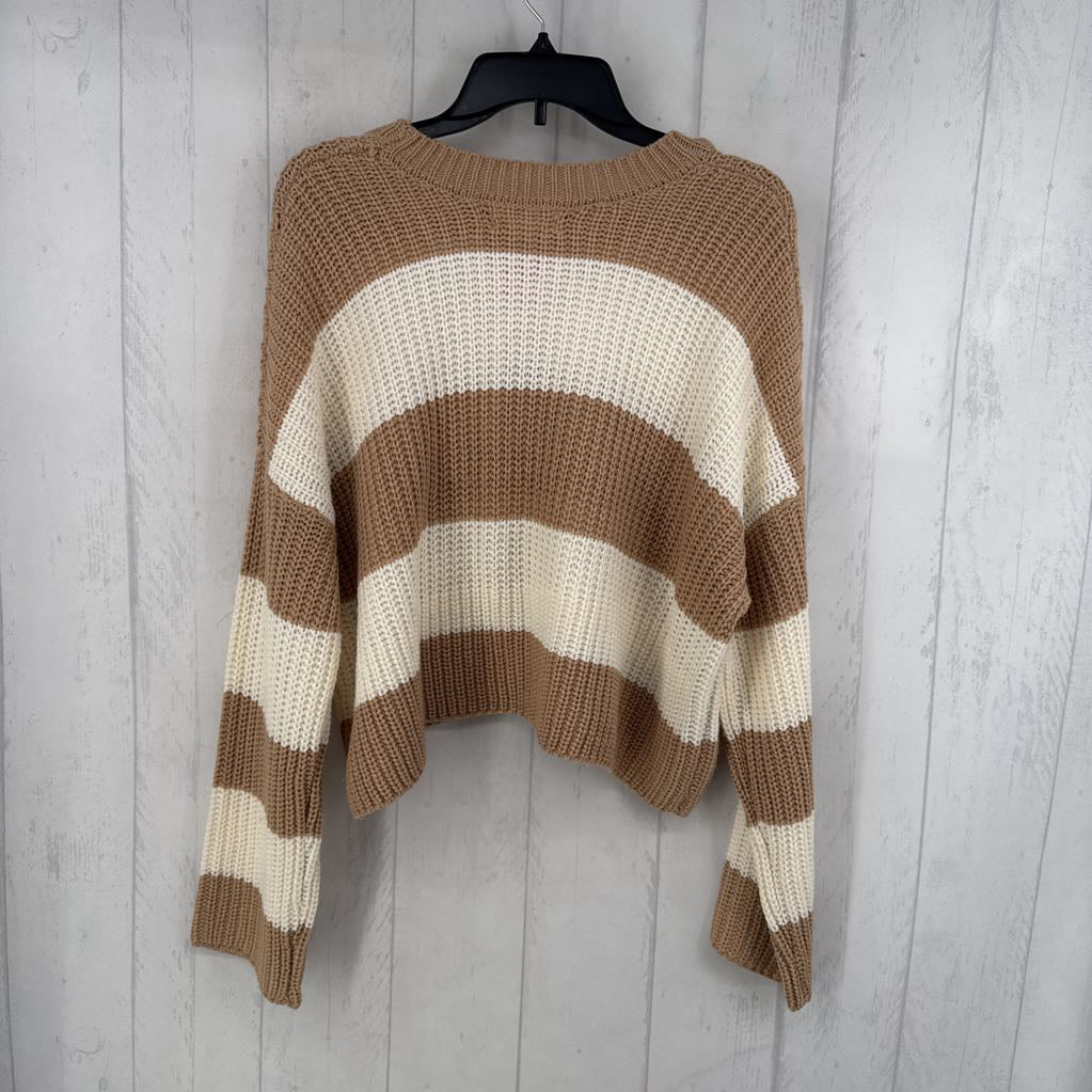 L l/s stripe crop sweater