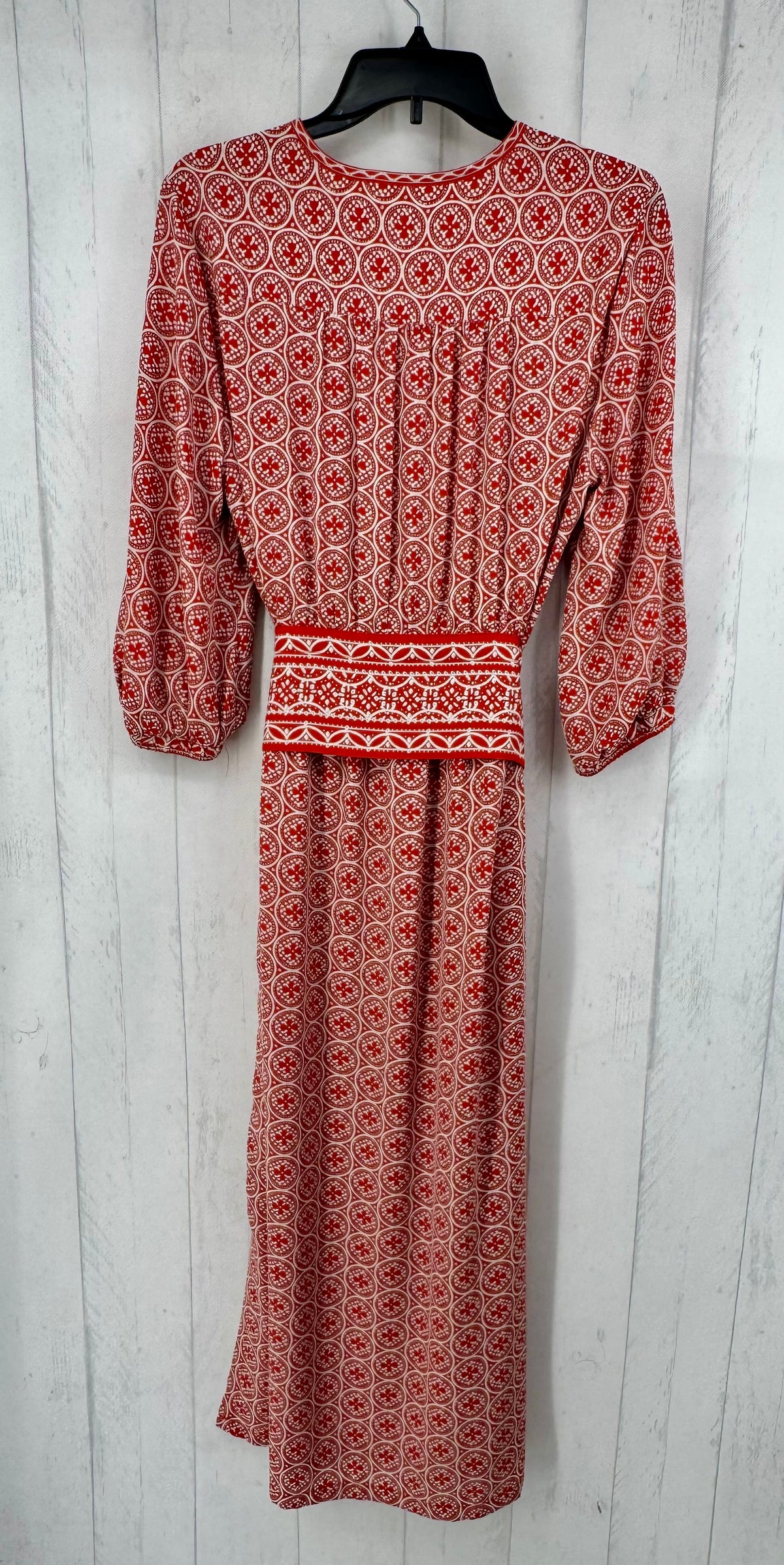 M medallion geometric pattern self tie waist belt half button maxi dress