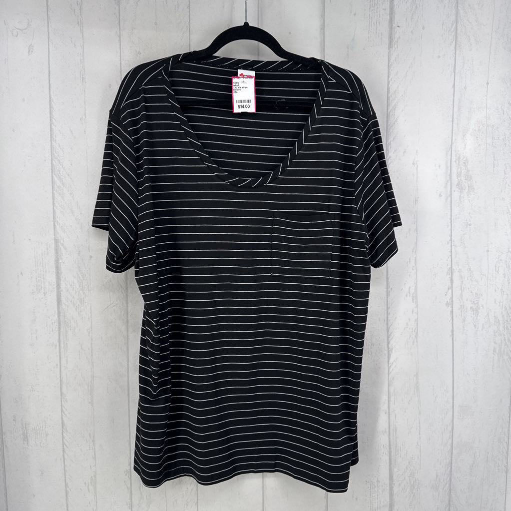 XXL s/s stripe scoop neck top