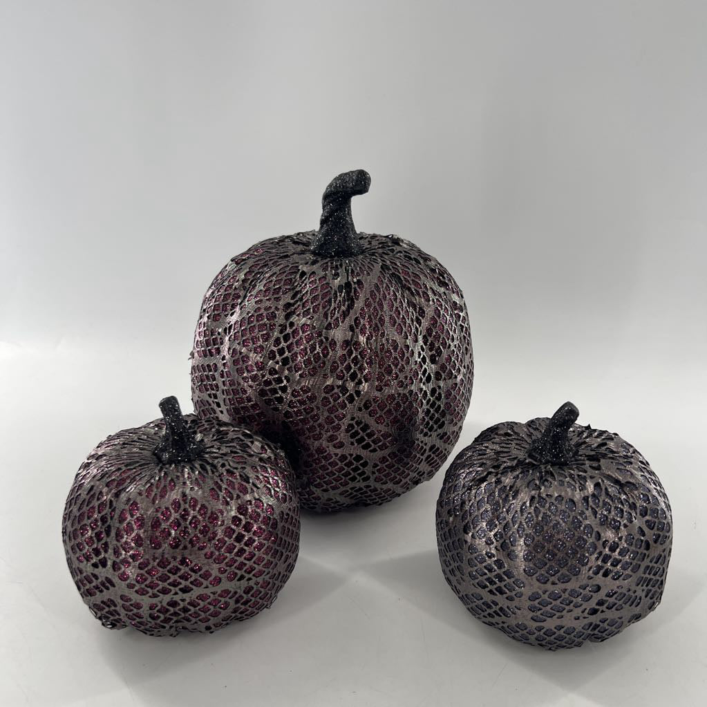 3pc glitter & lace pumpkins