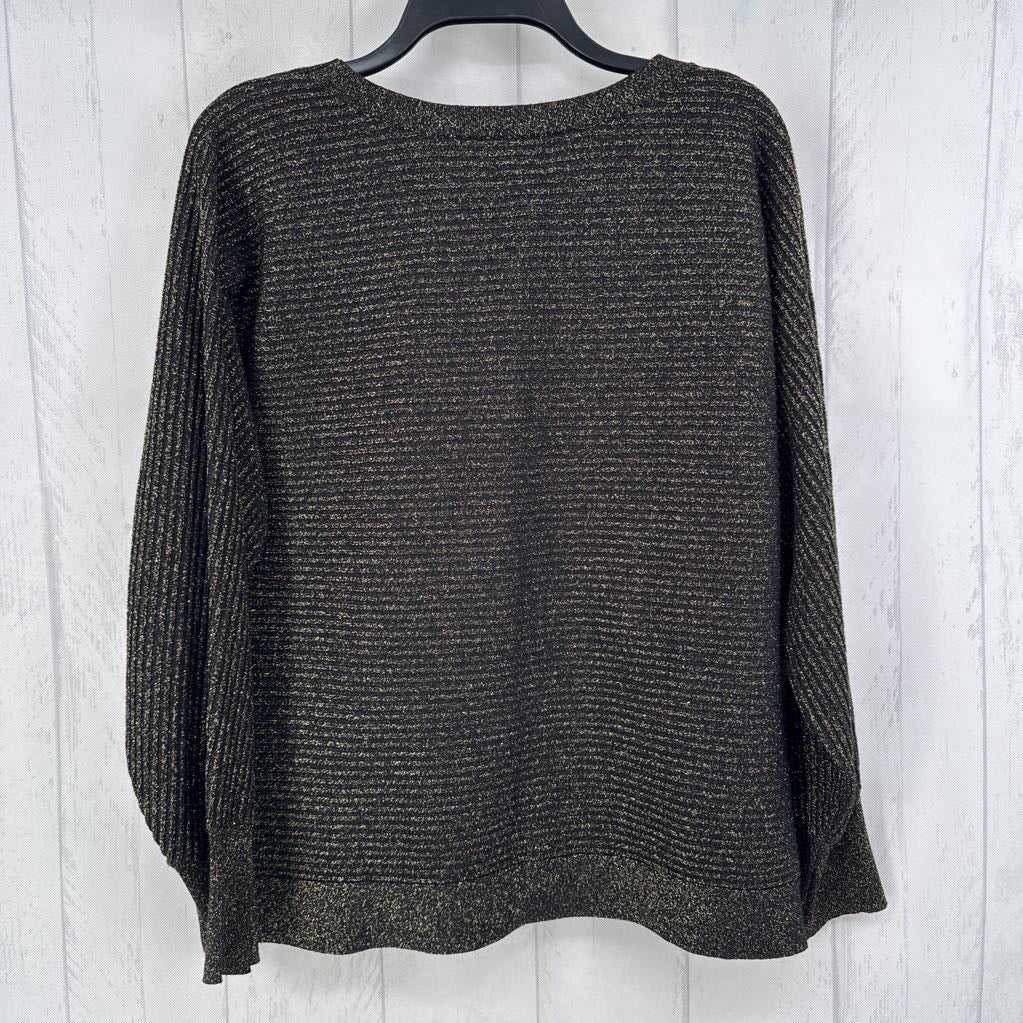 L rib knit glitter v-neck swearter