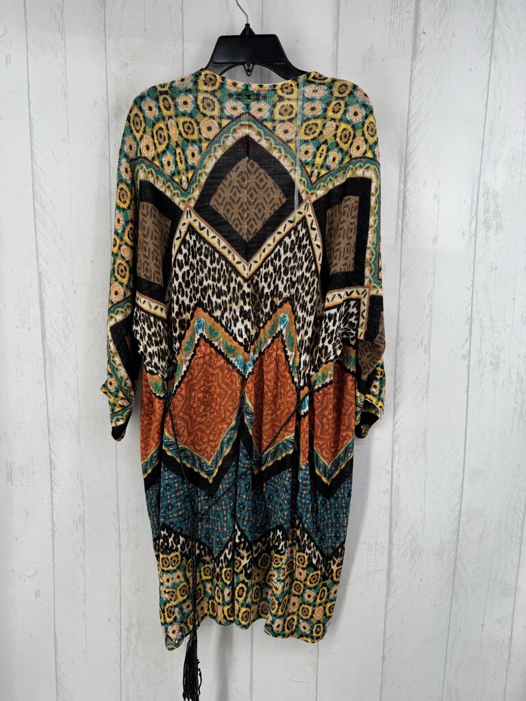 R109 M mixed print belted cardi