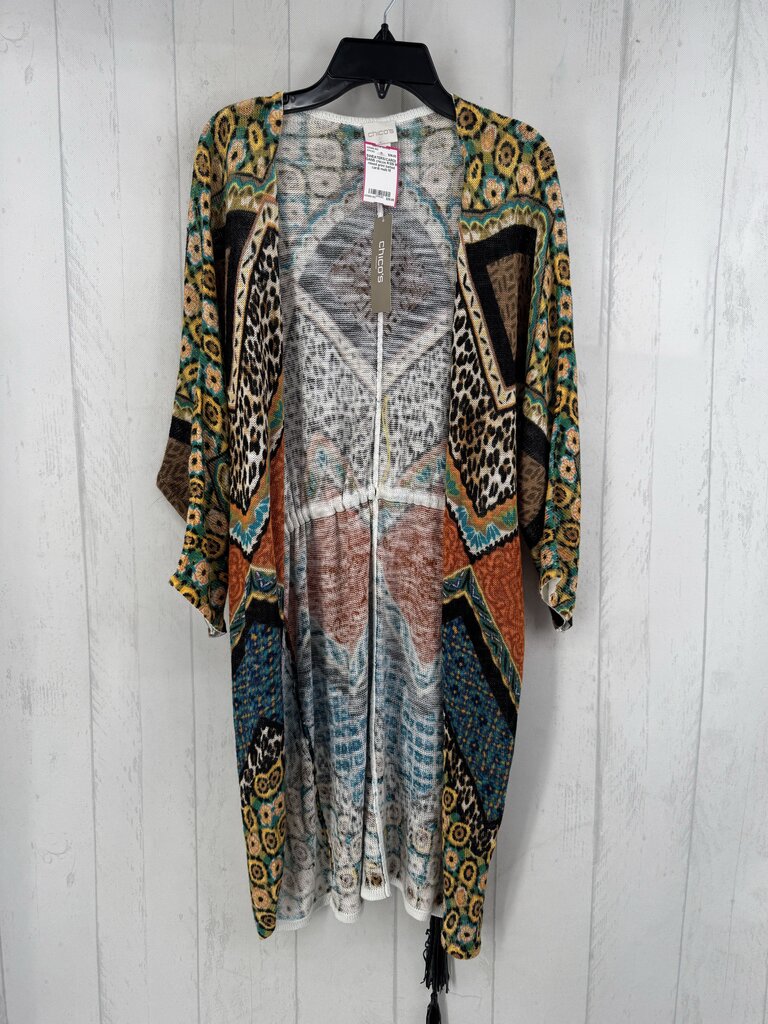 R109 M mixed print belted cardi