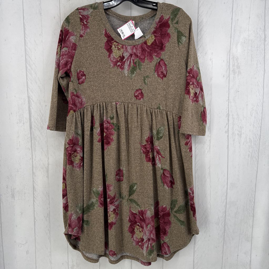L flo print 3/4 slv dress
