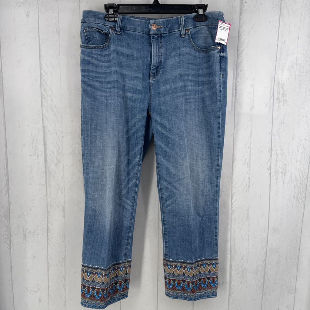 M/L woven ankle crop jean