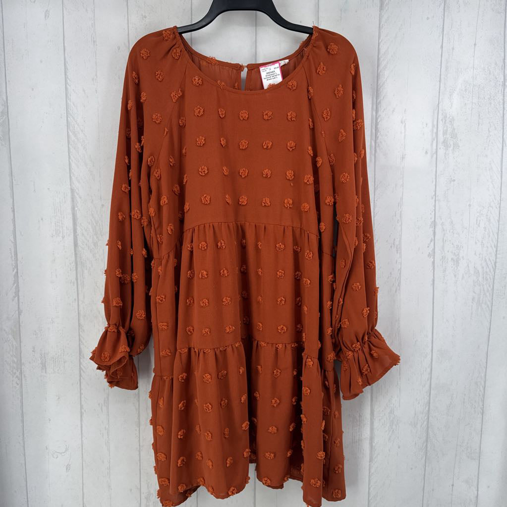 L textured tiered l/s dress