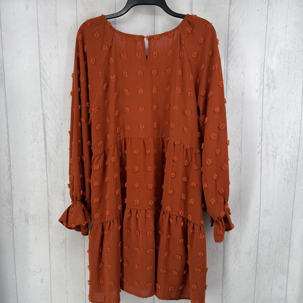 L textured tiered l/s dress