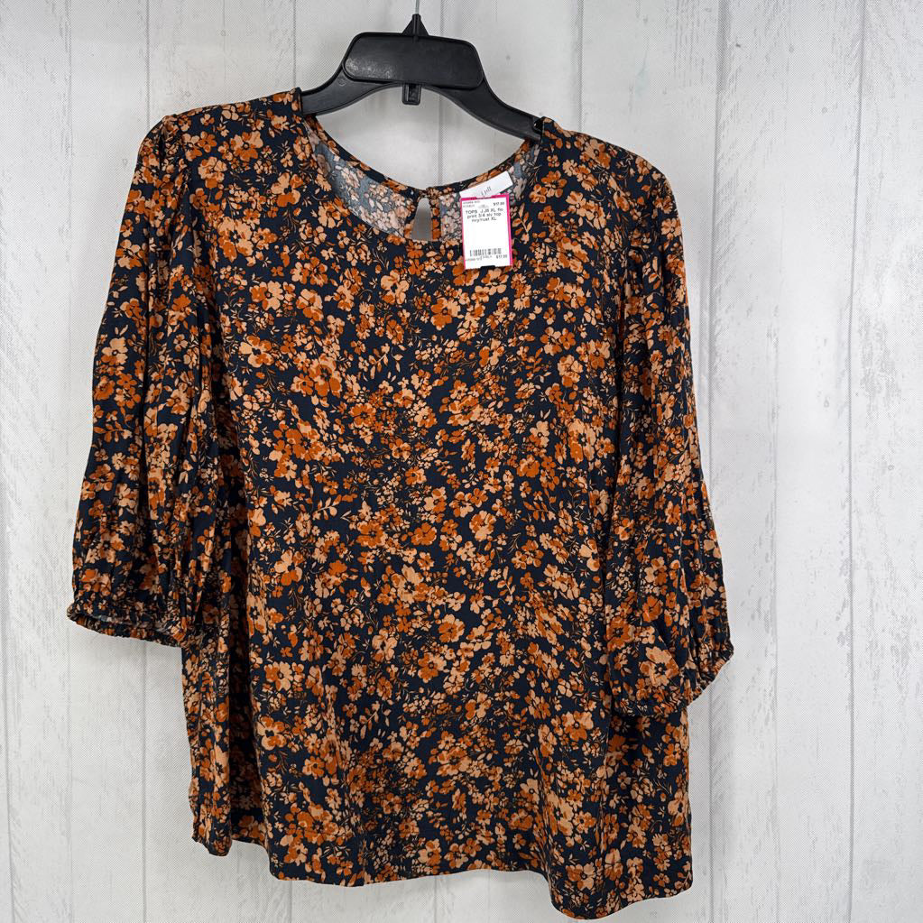 XL flo print 3/4 slv top