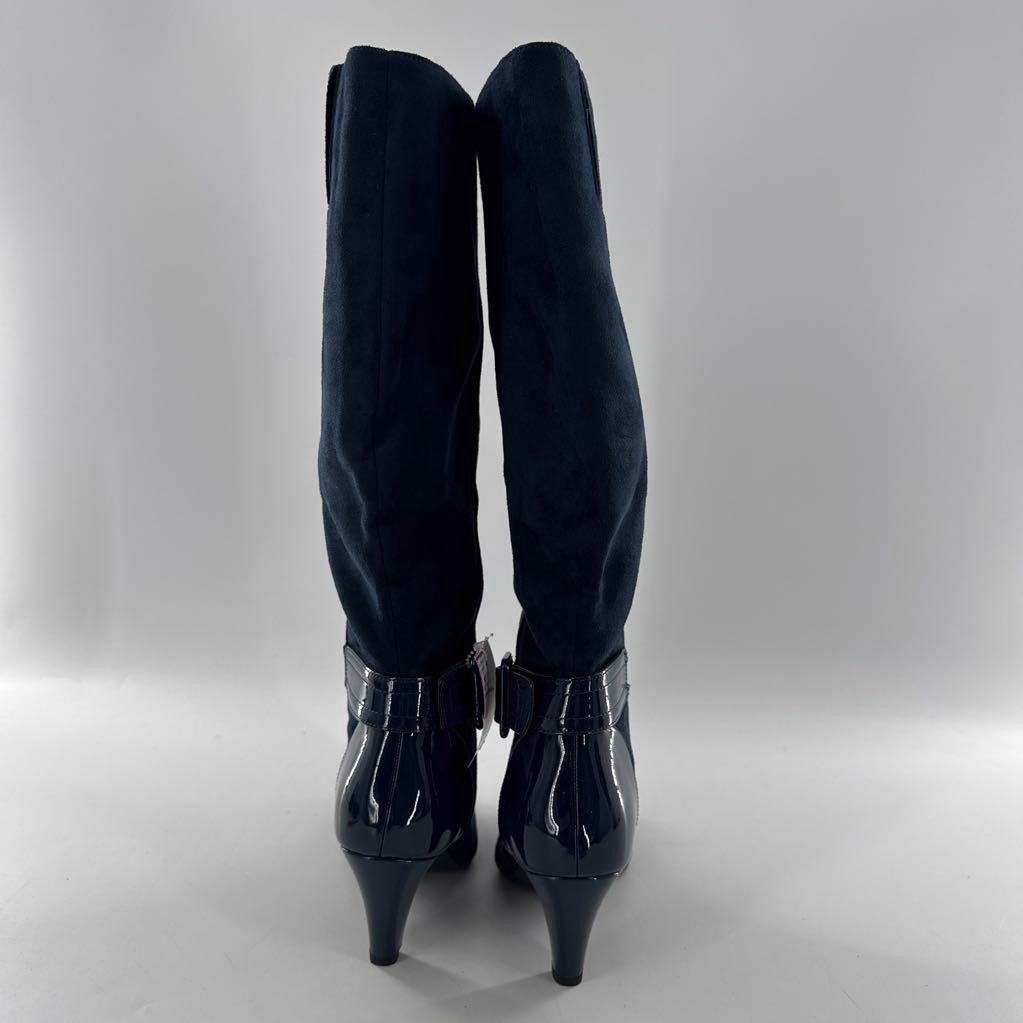 8.5 faux leather tall heeled boot