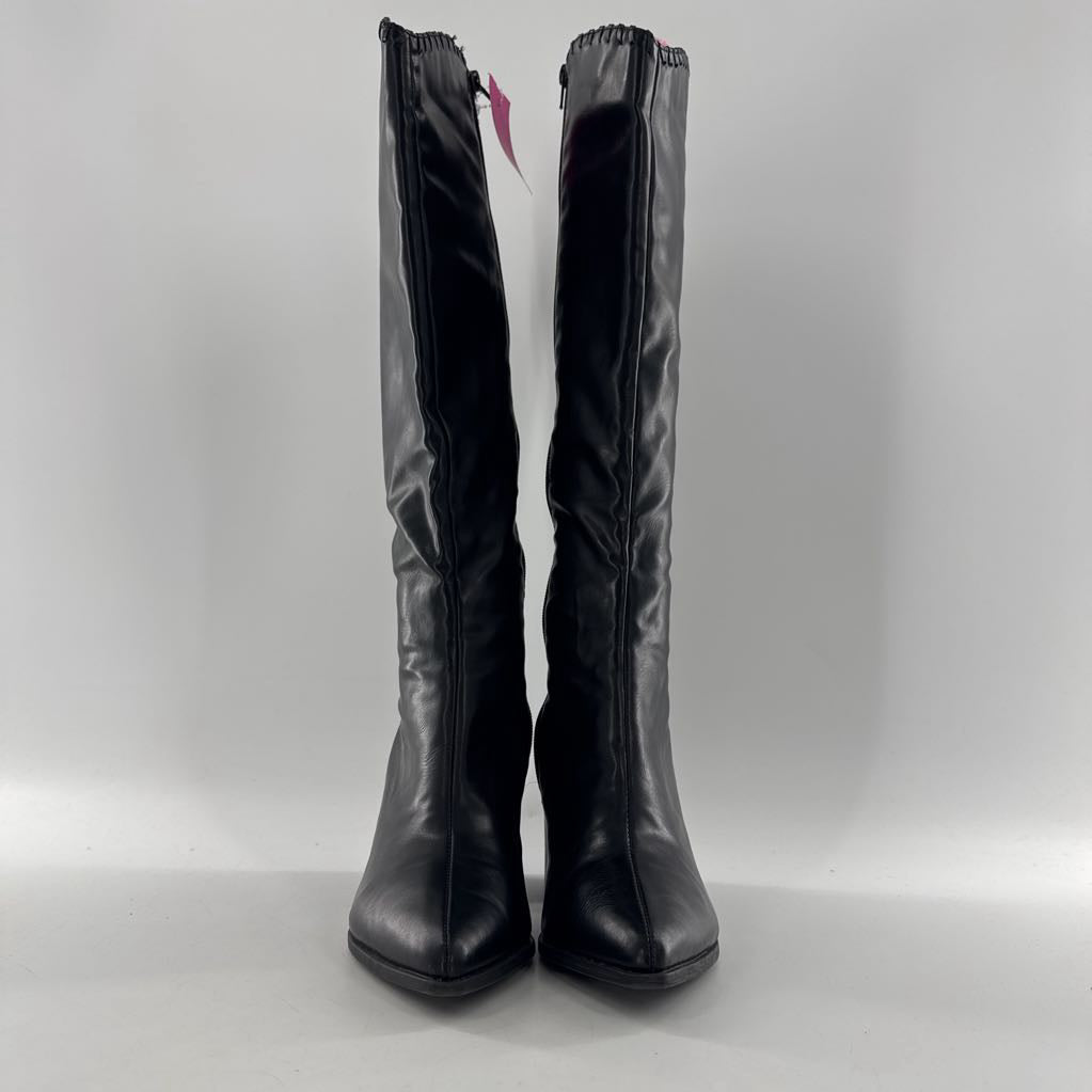 8 vegan leather tall heeled boot