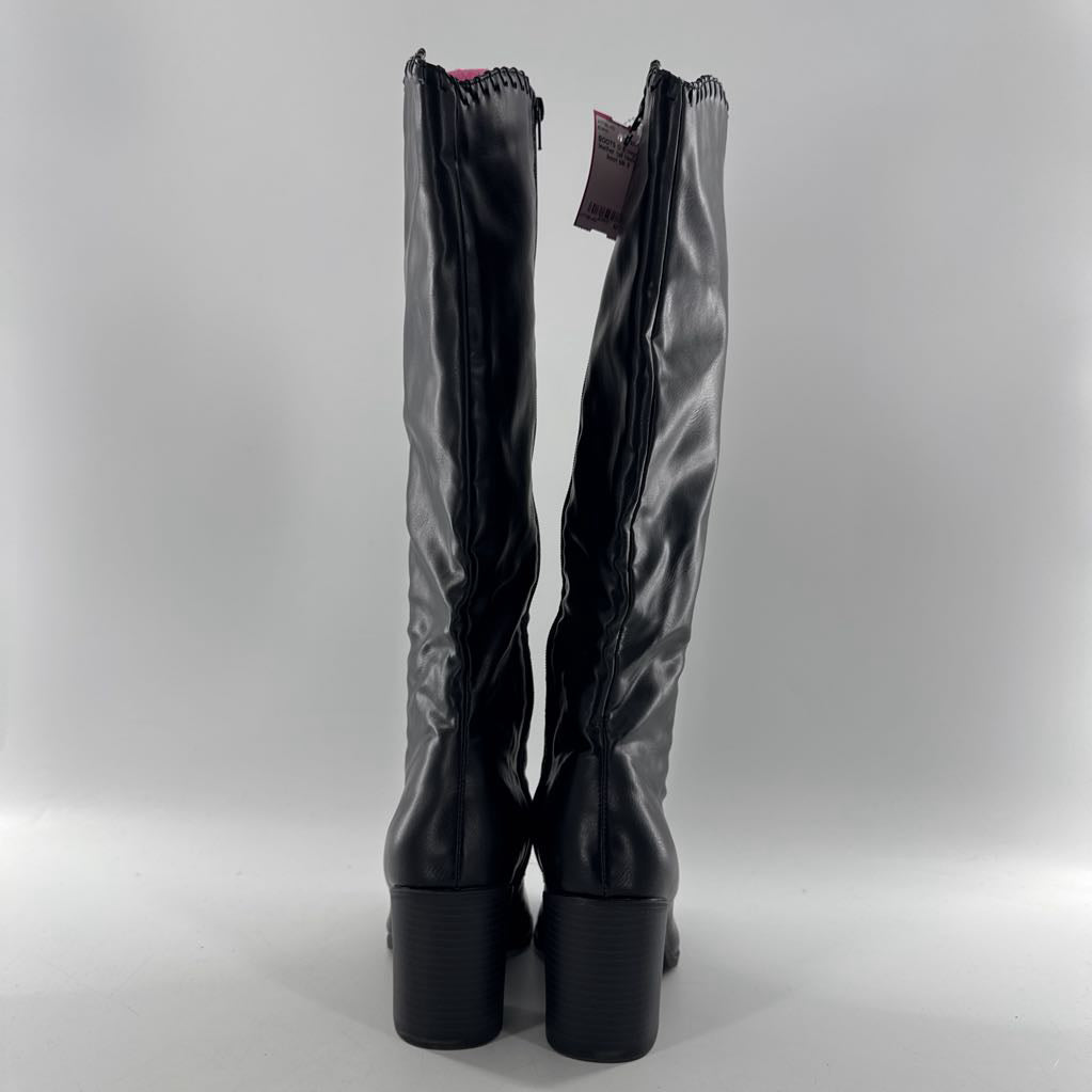 8 vegan leather tall heeled boot