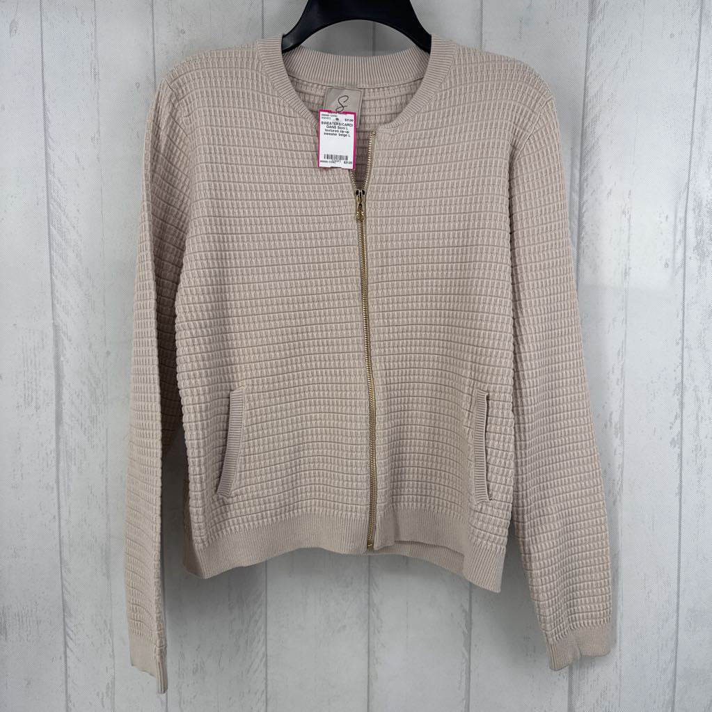L textured zip-up sweater