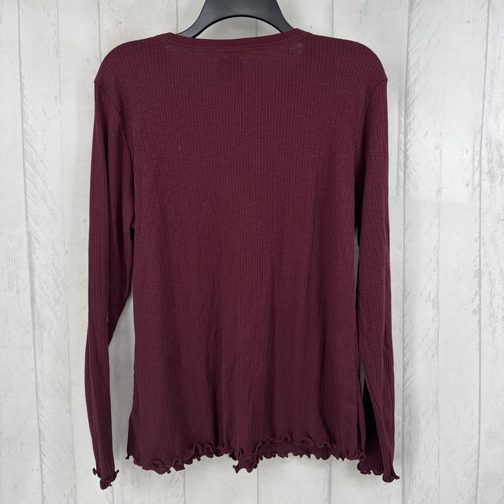 XL ribbed 1/2 button down l/s top