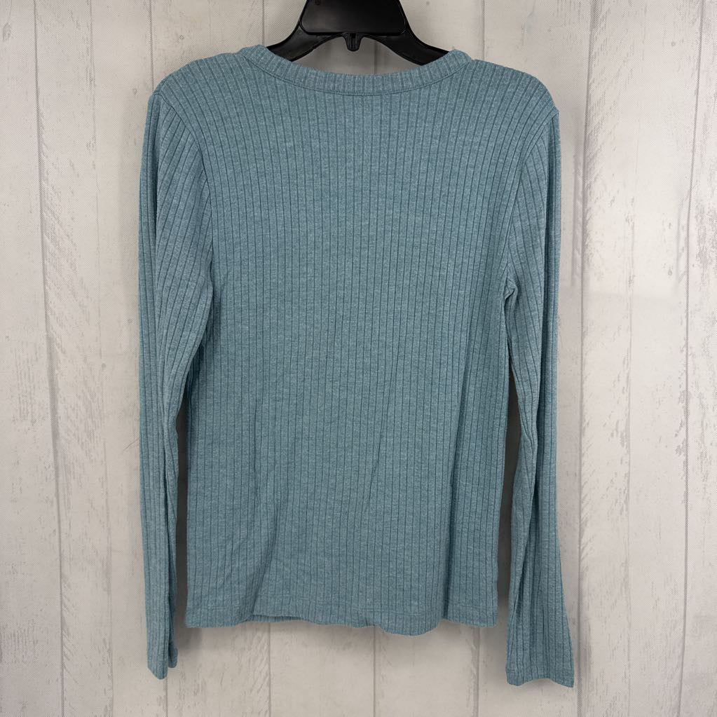 M ribbed buttoned v-neck l/s top