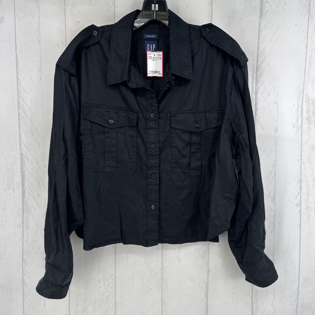 Lp crop button down l/s top