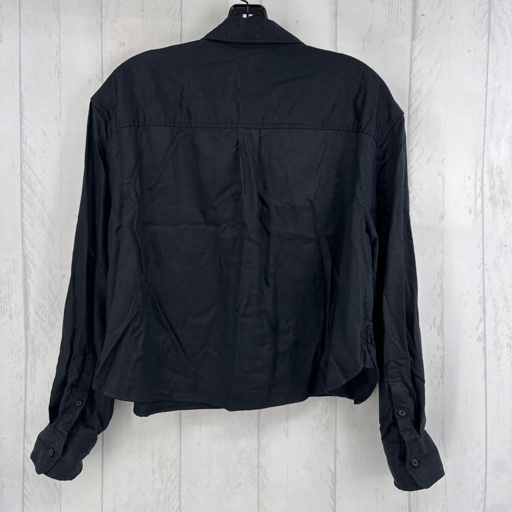 Lp crop button down l/s top