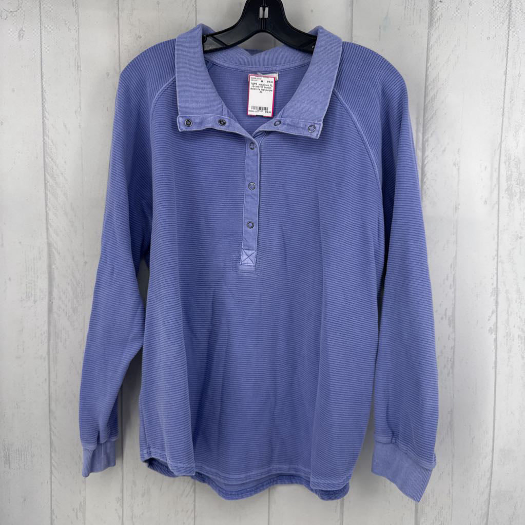 XL rib knit 1/2 button down l/s top