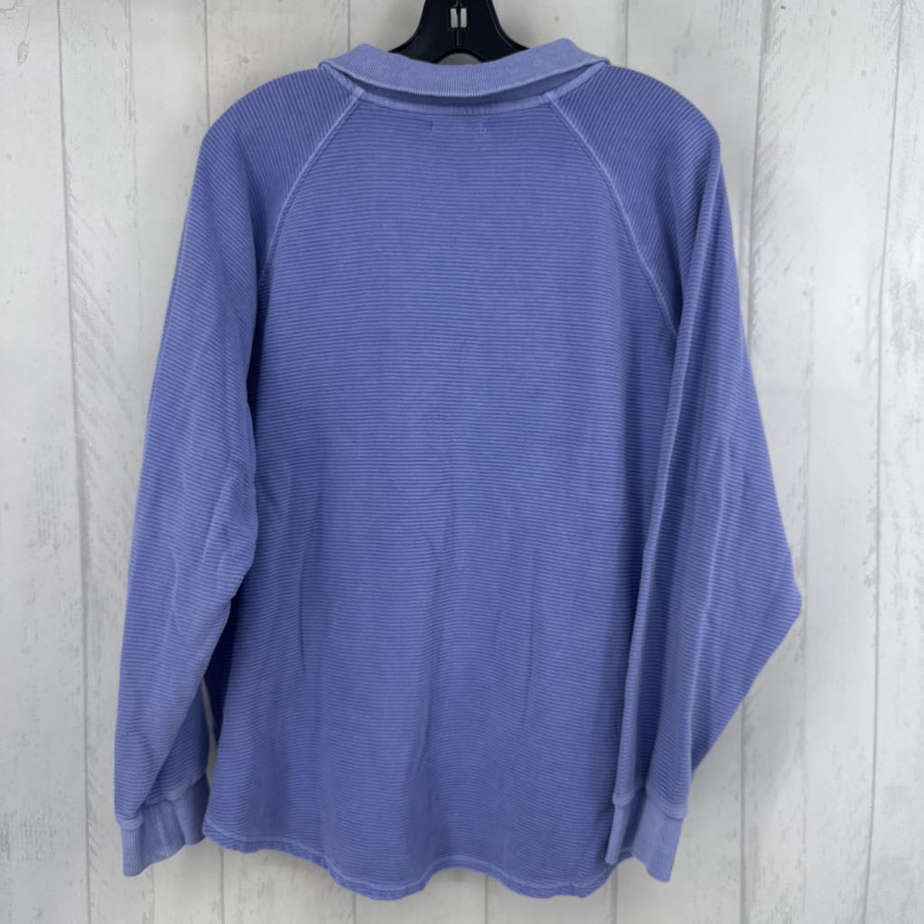 XL rib knit 1/2 button down l/s top