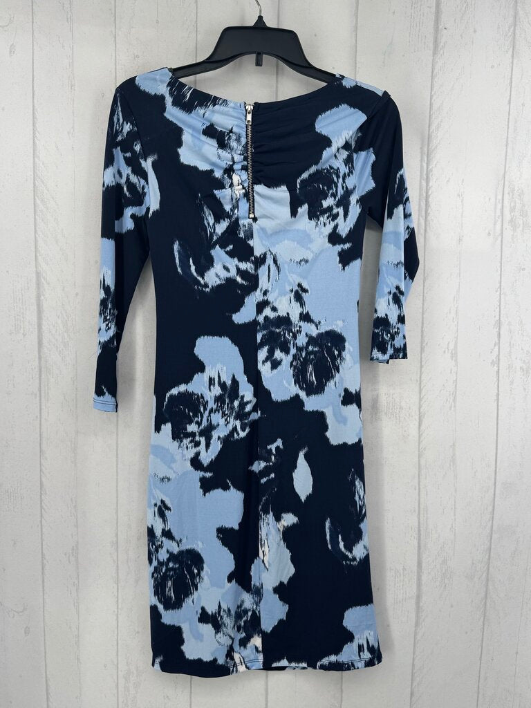 R79 S flo print gathered 3/4 slv dress