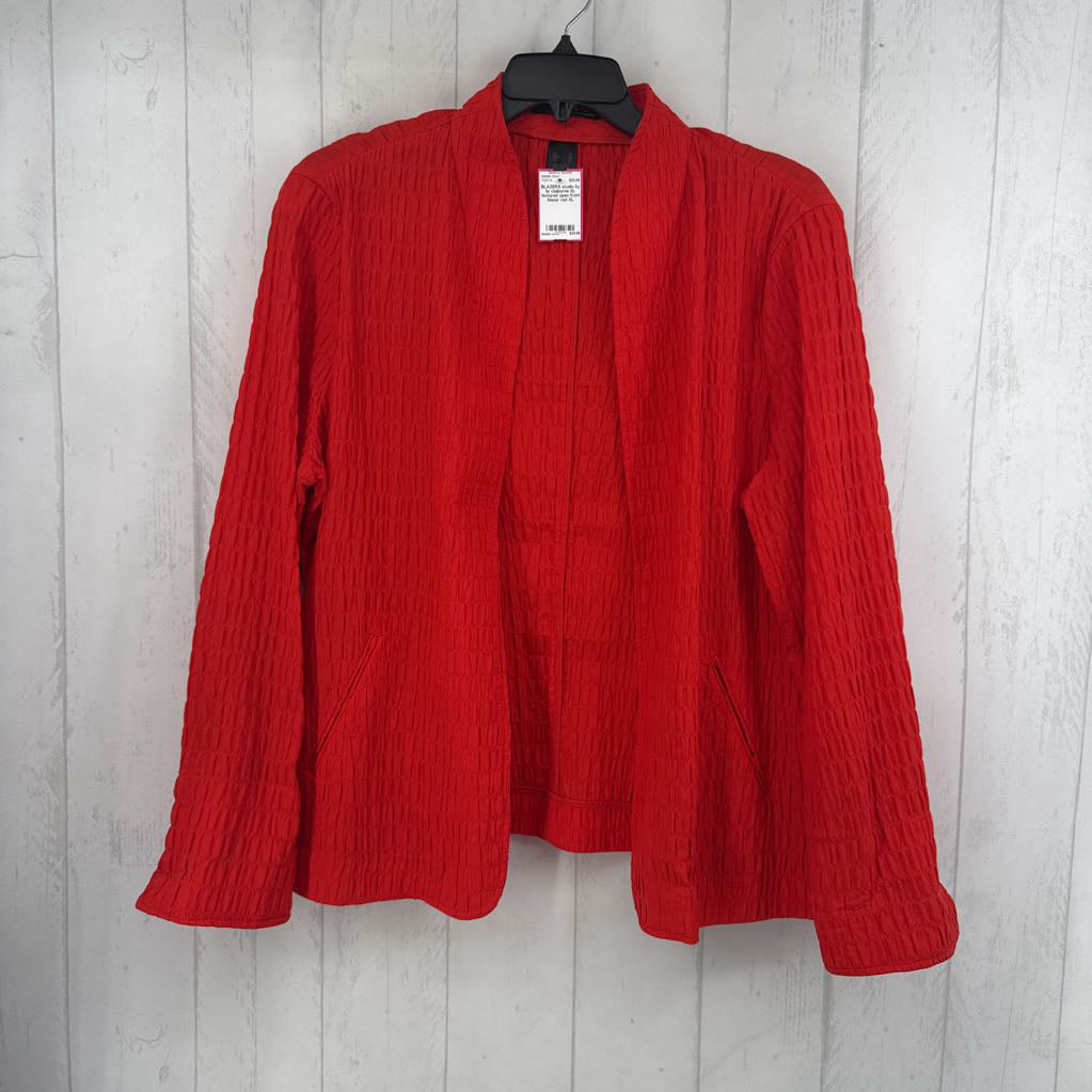 XL textured open front blazer
