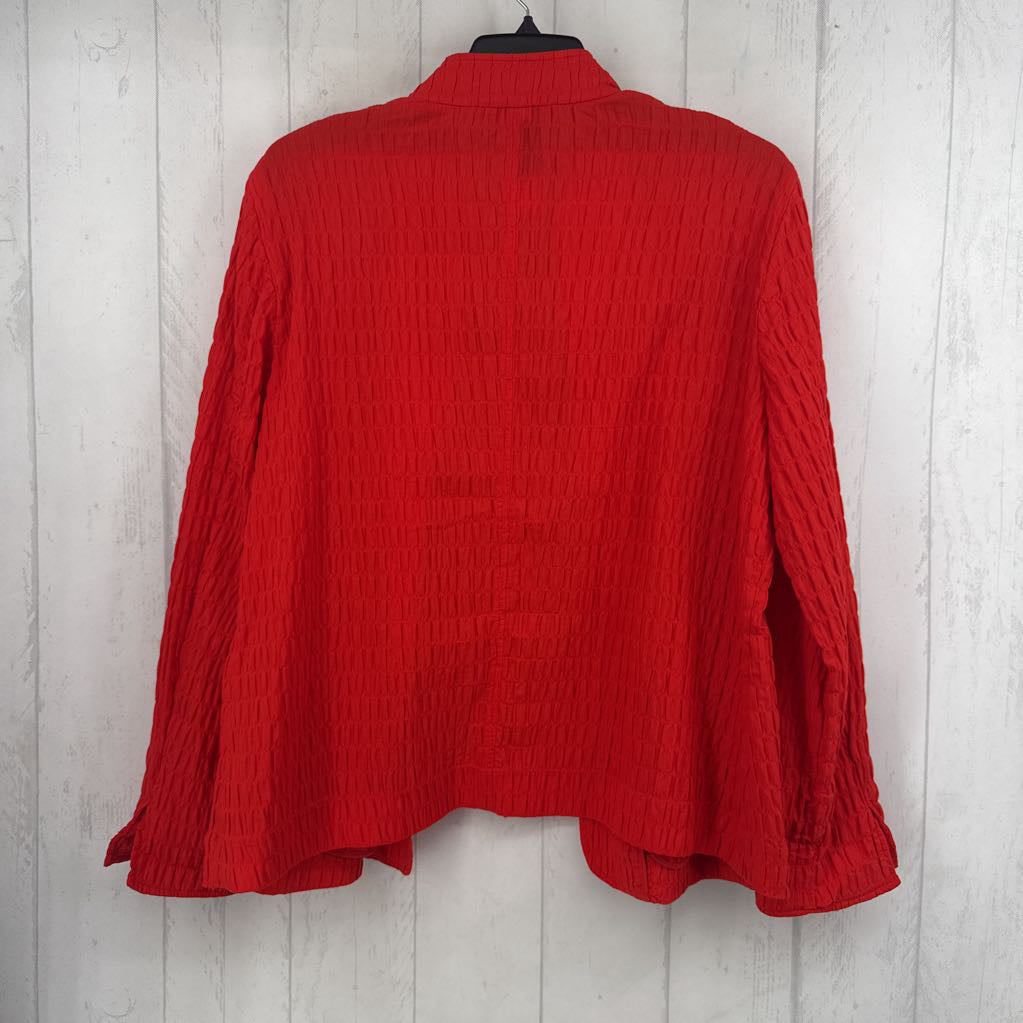 XL textured open front blazer