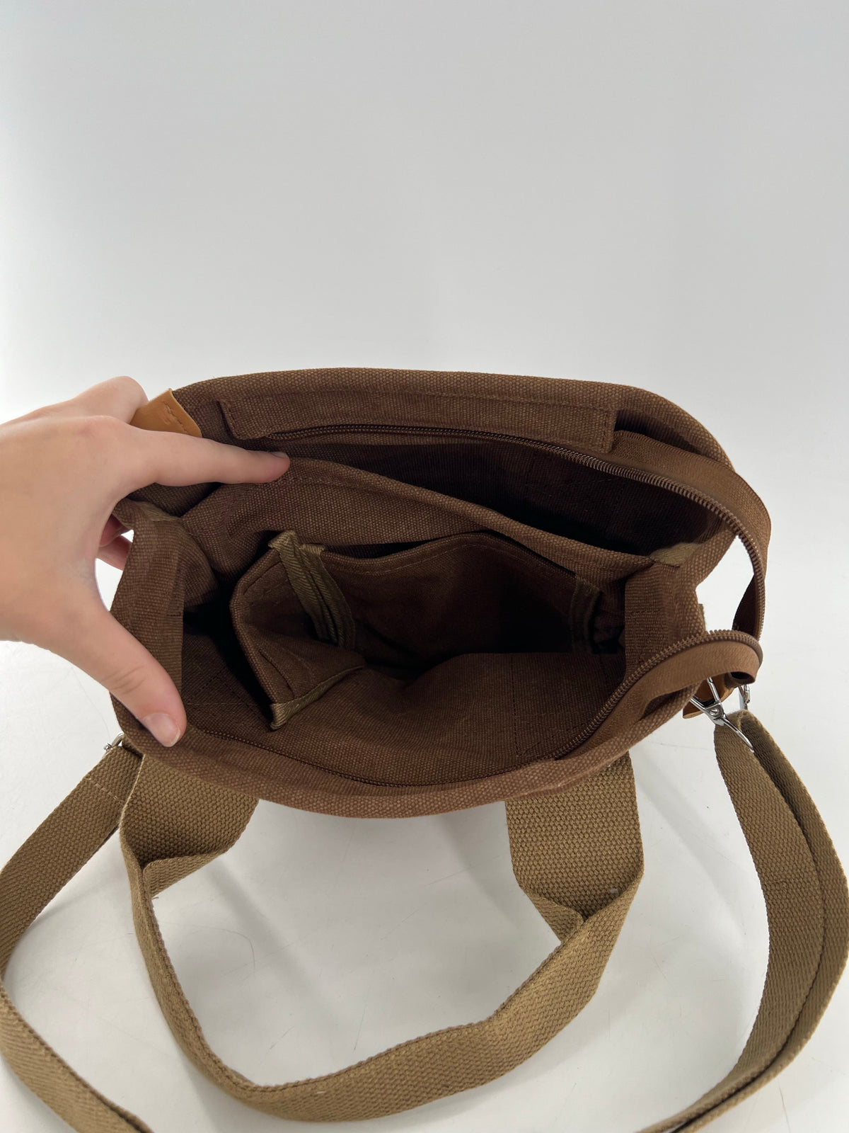 two-tone canvas crossbody