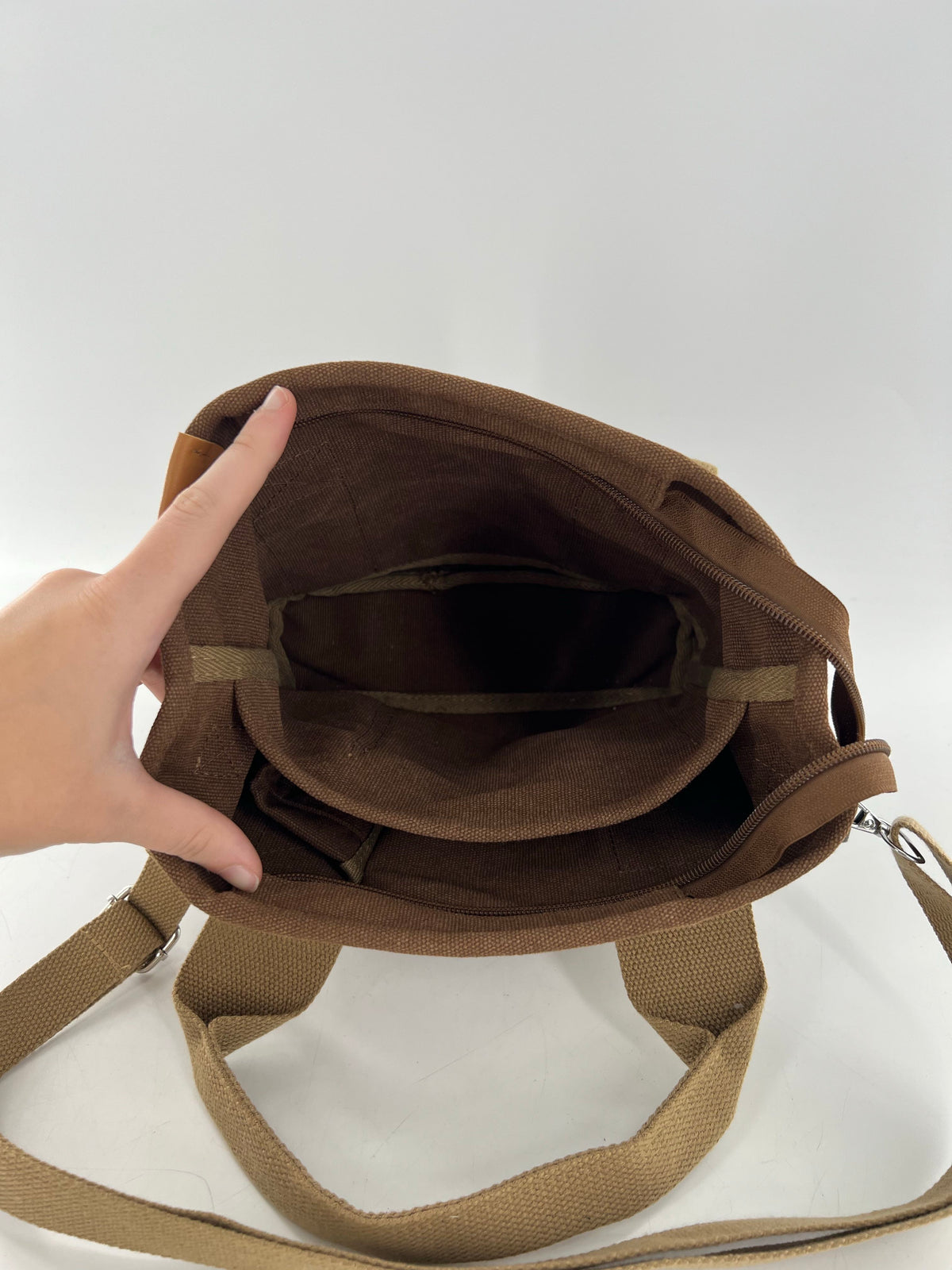 two-tone canvas crossbody
