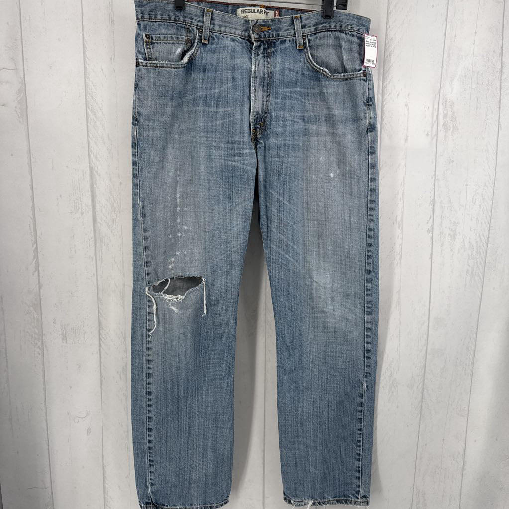 36/32 distressed straight leg jean
