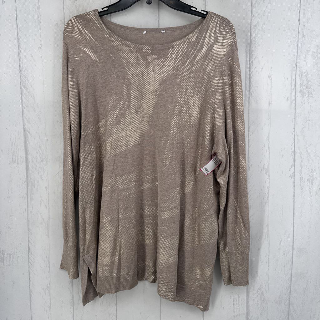 L metallic detail l/s knit top