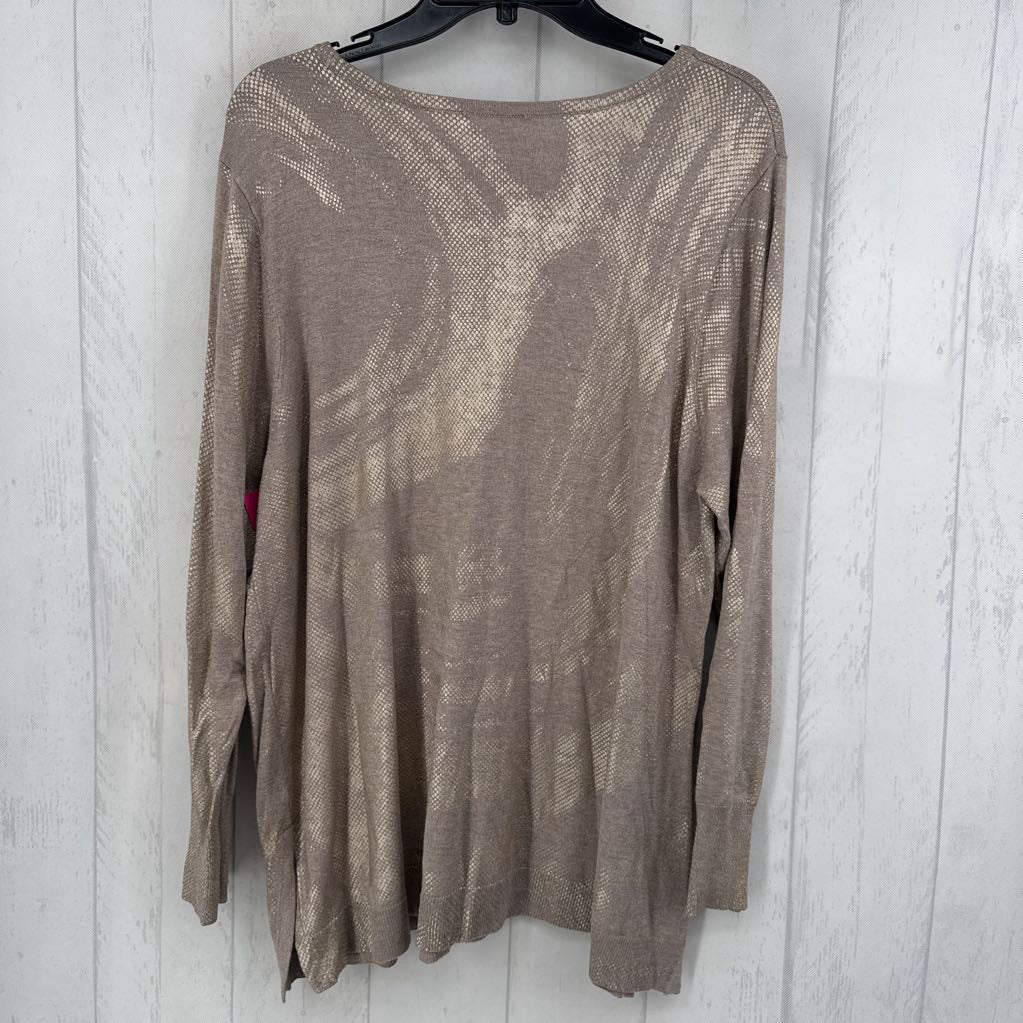 L metallic detail l/s knit top