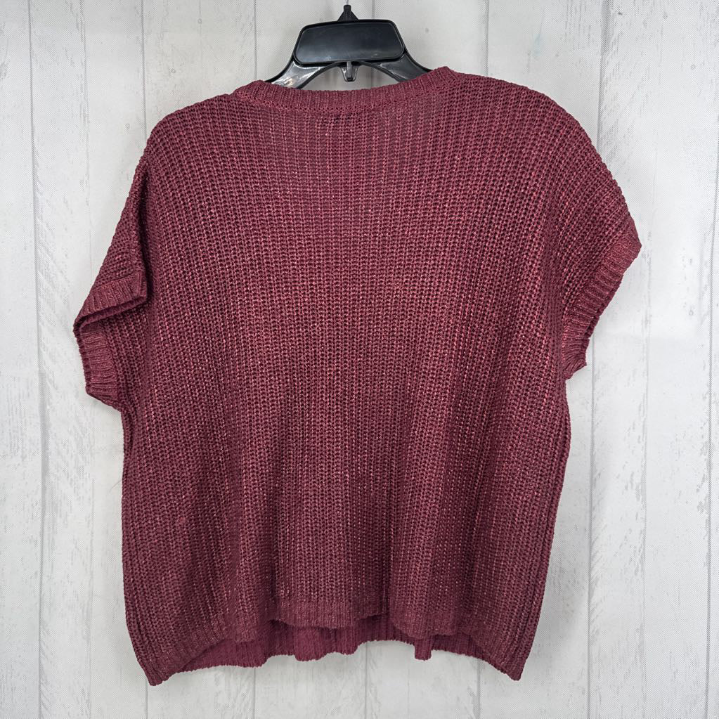 M metallic v-neck s/s sweater