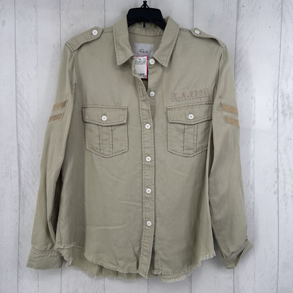 M utility style button down l/s top