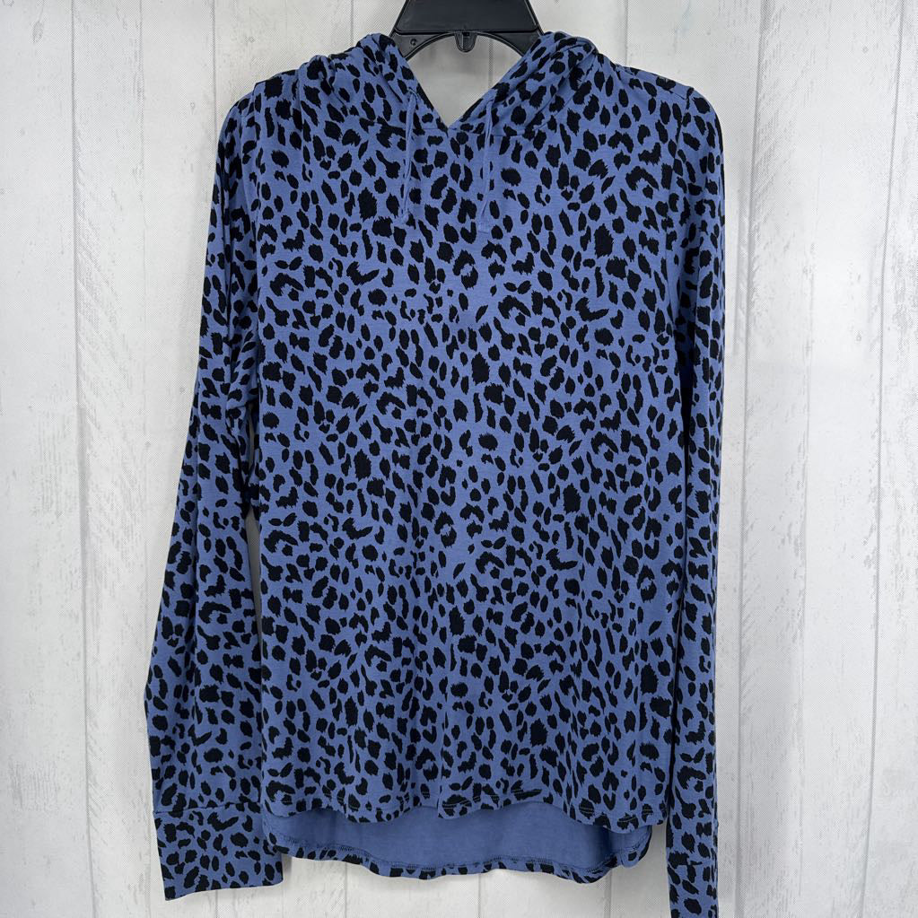 L animal print hooded l/s pullover