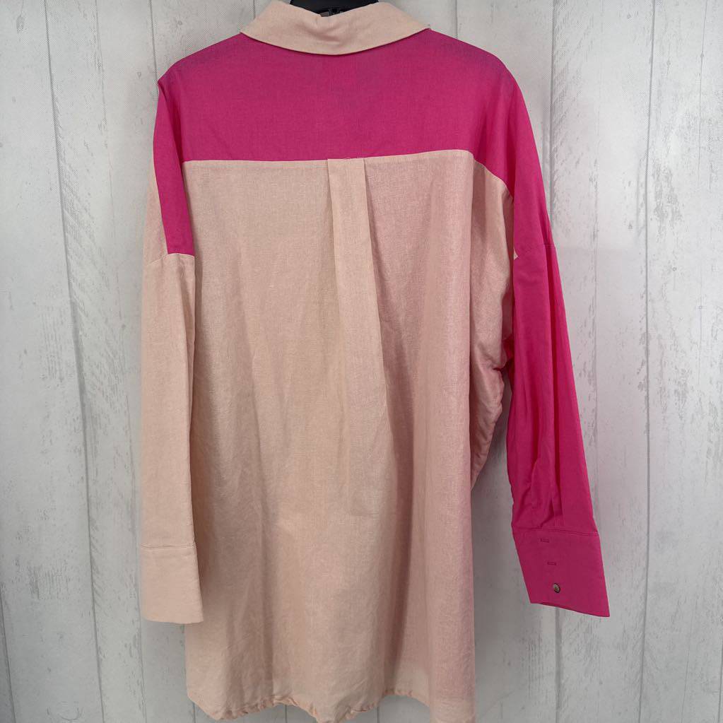 L colorblock button down l/s top