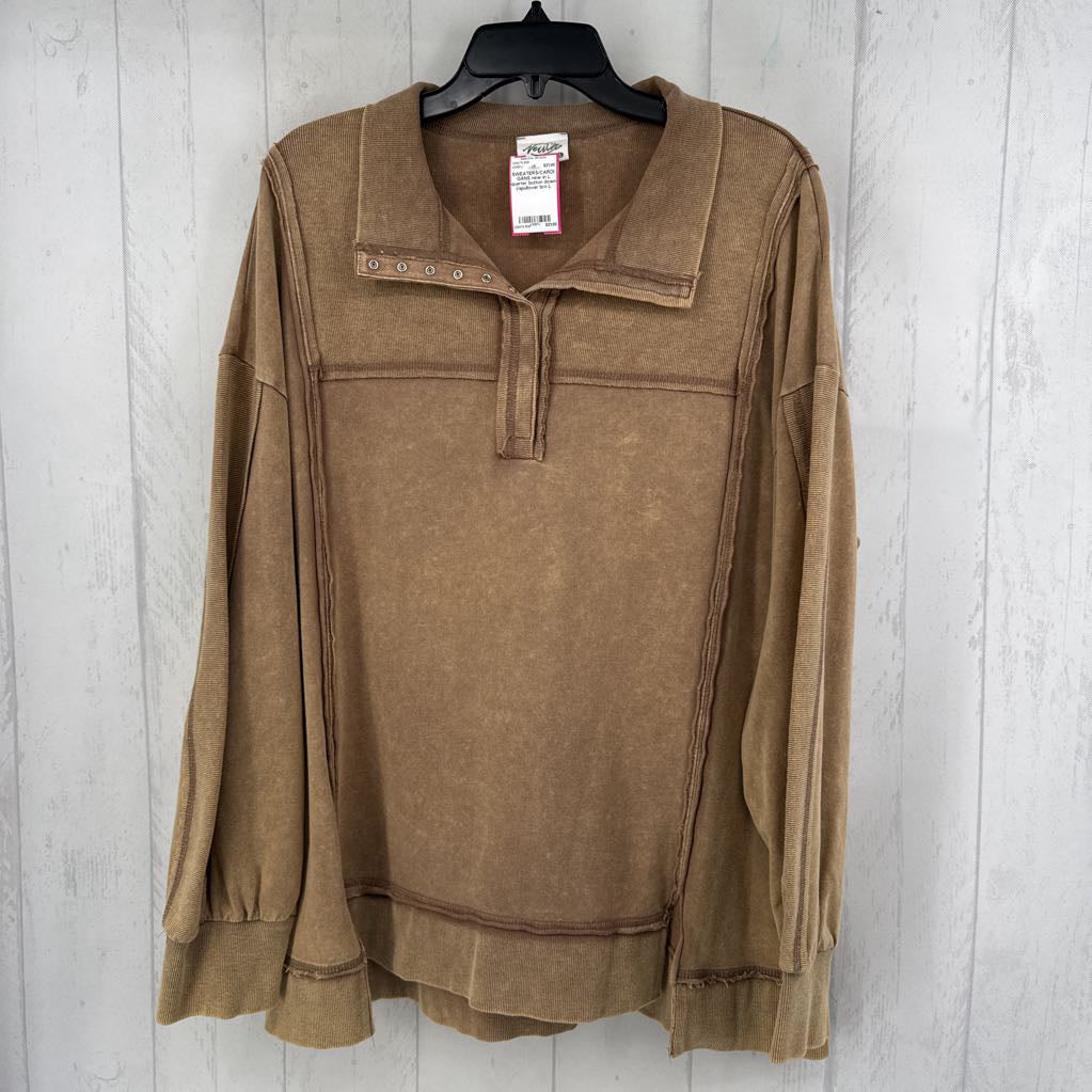 L quarter button down l/spullover